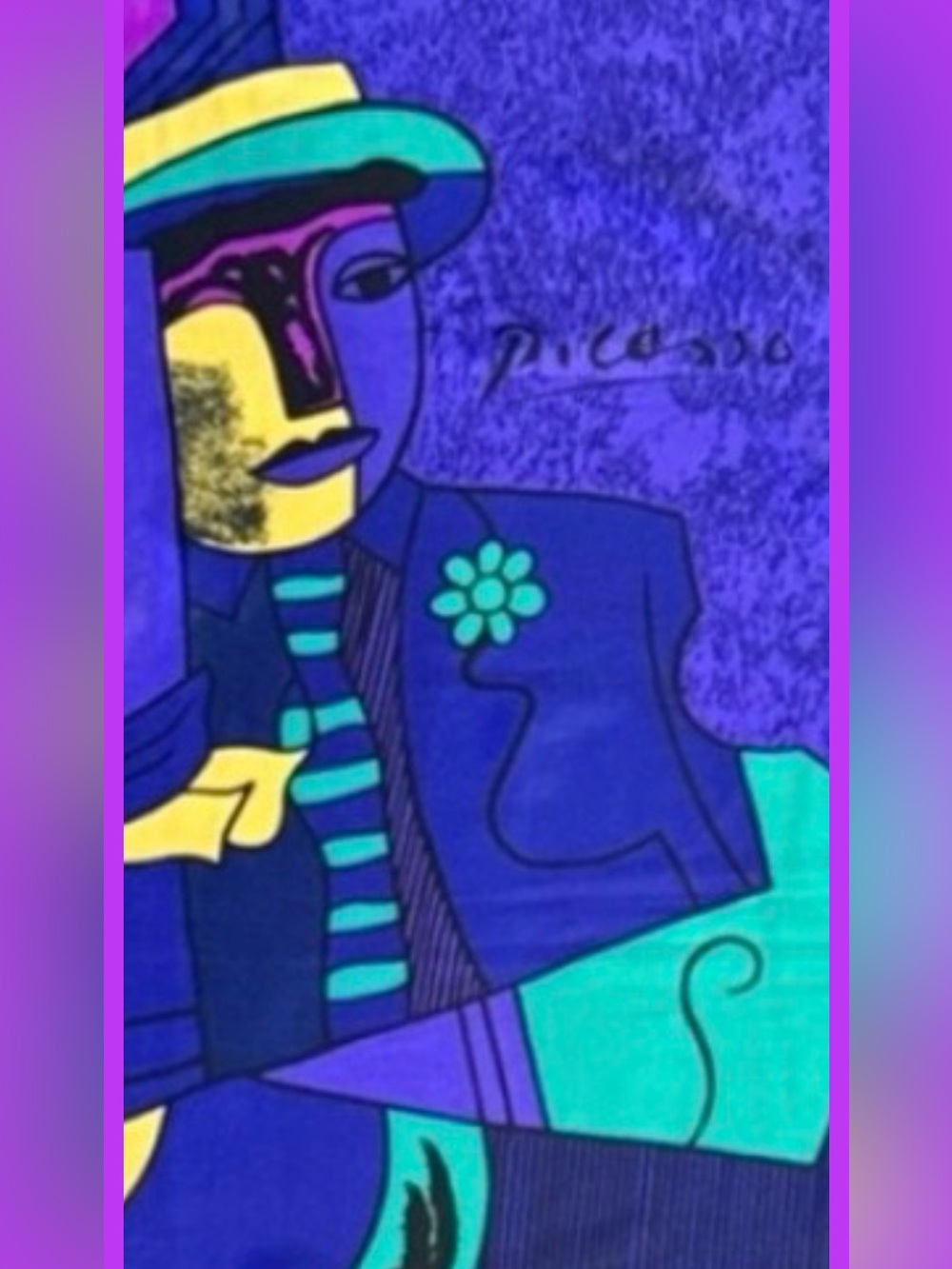 💜PICASSO SILK SCARF 34x34 VINTAGE PRINTED COLORFUL CUBIST WOMAN - Picture 4 of 13